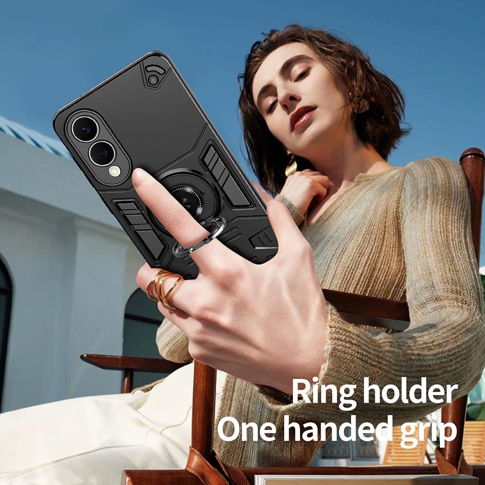 For Samsung Galaxy S25 Edge Case with Ring Holder Kickstand PC + TPU Anti-Fall Phone Cover