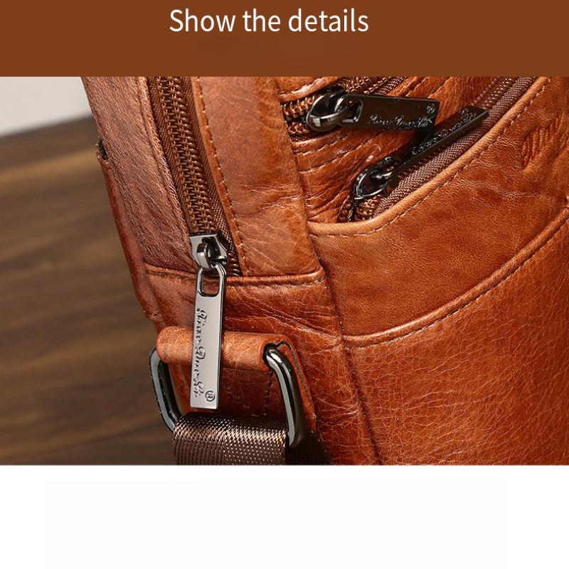 Herren Leder Umhängetasche Erste Schicht Rindsleder Schultertasche 8-Zoll Flache Kleine Tasche Lässig Retro Cross-Border Trendige Herren Schultertasche