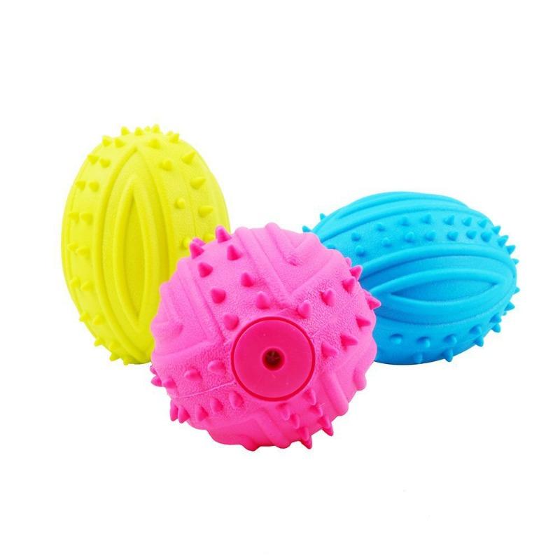 Dog Chew Toy Tpr Squeaky Rugby Ball For Large Medium Small Dogs