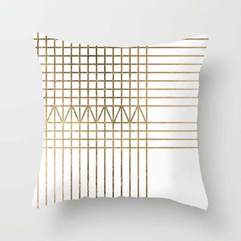 European Style Golden Geometric Print Car Pillow Cover Sofa Cushion Cover Home Furnishings
