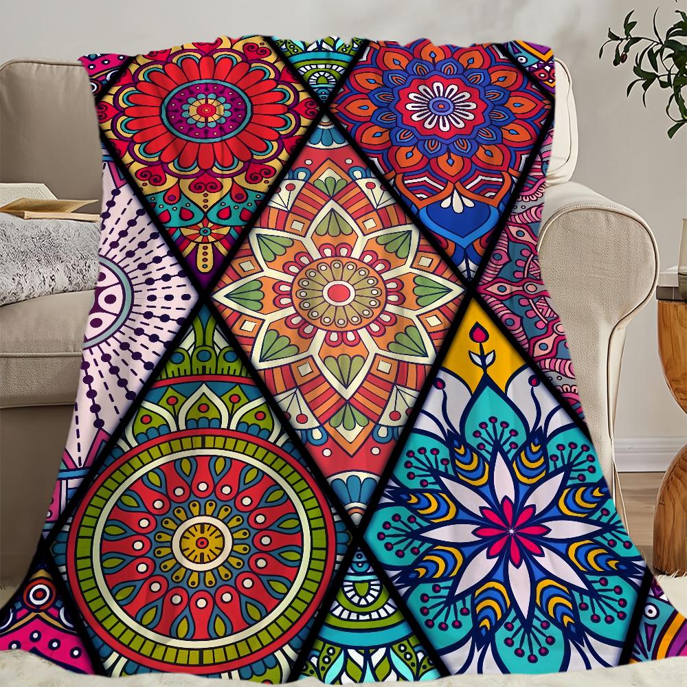 Vzor Čtyři roční období teplá MÓDNÍ měkká plyšová deka vhodná na pohovku obývací pokoj Mandala místnost kancelář ložnice cestovní dárek Flanel