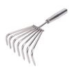 Stainless Steel Hand Rake Soil Tiller Small Beach Rake with Comfortable Handle 7 Sturdy Tines for Gardening Multi