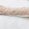Mănușă extra lungă din dantelă șifon perlat din tul de vară plasă anti-uv petrecere nuntă căsătorie fără degete mireasă femei mănușă de petrecere vintage