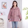 2026 Stain-Resistant Women's Plaid Cotton Apron with Long Sleeves for Kitchen Work