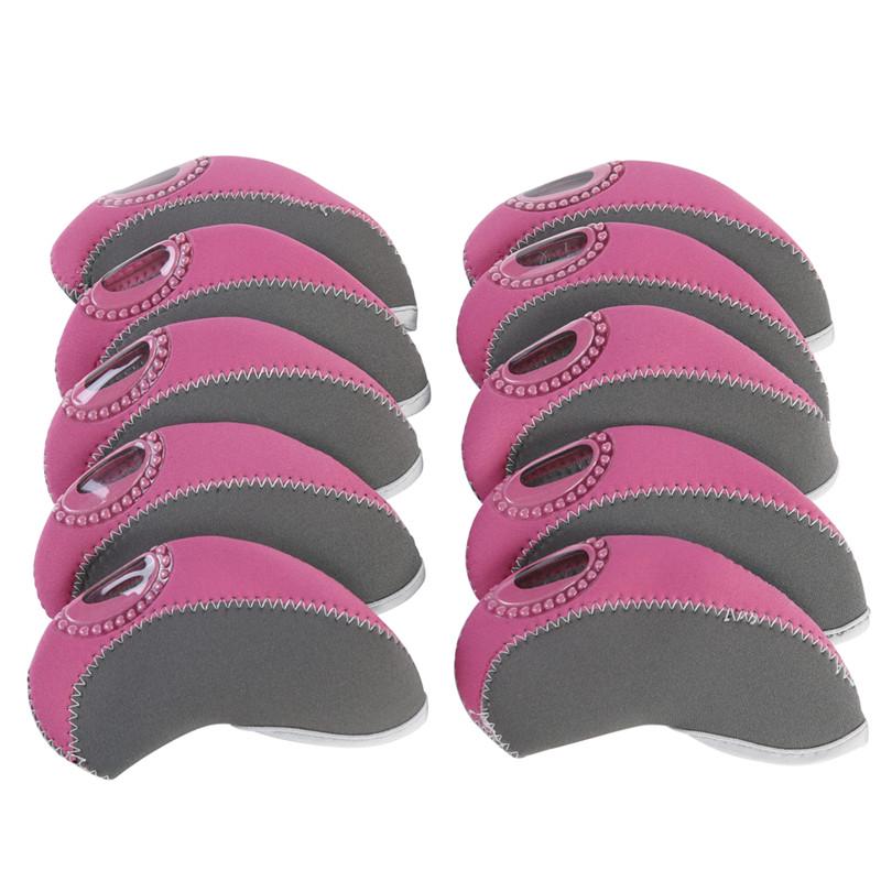 

10Pcs Golf Club Headcover Set Outdoor Waterproof Brassie Stick Protective Cover рожевий