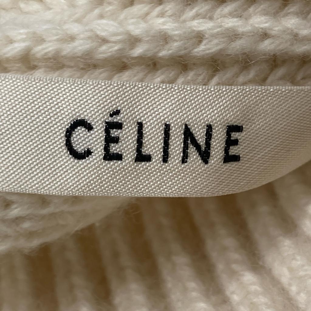 Celine 2 3BX8/6806 Ivory Wool Cashmere Phoebe Period Open Bag Design Knit Tops XS IvoryUsed