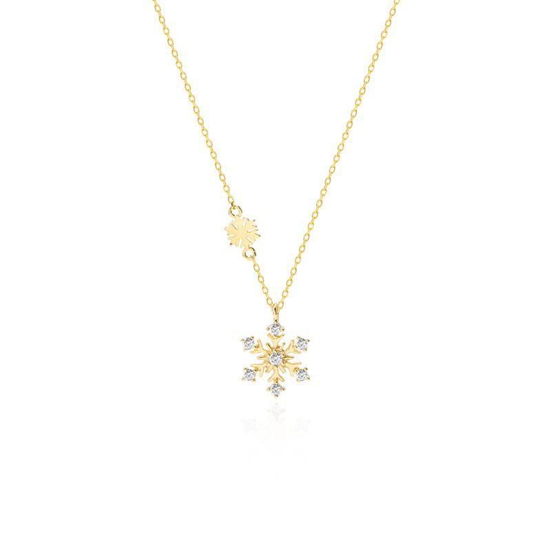 Sterling Snowflake Pendant Necklace Women Delicate Cross Chain Choker Minimalist Daily Wear Jewelry 925 Sterling Silver