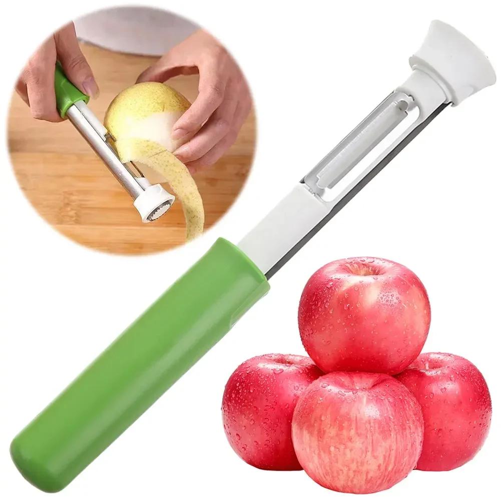 Neuer 2-in-1 Apfelschäler Teleskopischer Edelstahl Apfelentkerner Fruchtentkerner Apfelentkerner Küchenwerkzeug Gadget