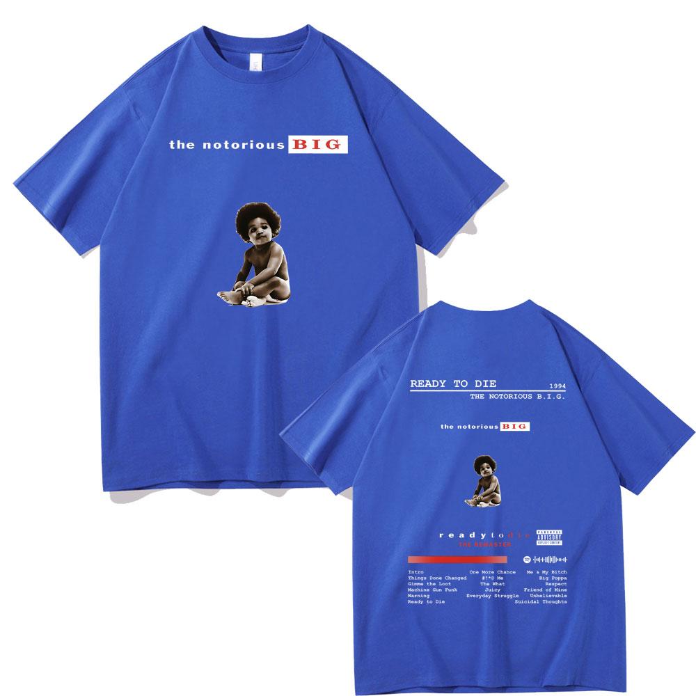 The Notorious Big Double Sided Print T Shirt Rapper Biggie Smalls Ready To Die Hip Hop Oversized T-shirts Men's Vintage Tshirt