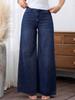 2025 Trendy Women's Wide-Leg Jeans - Washed Dark Blue
