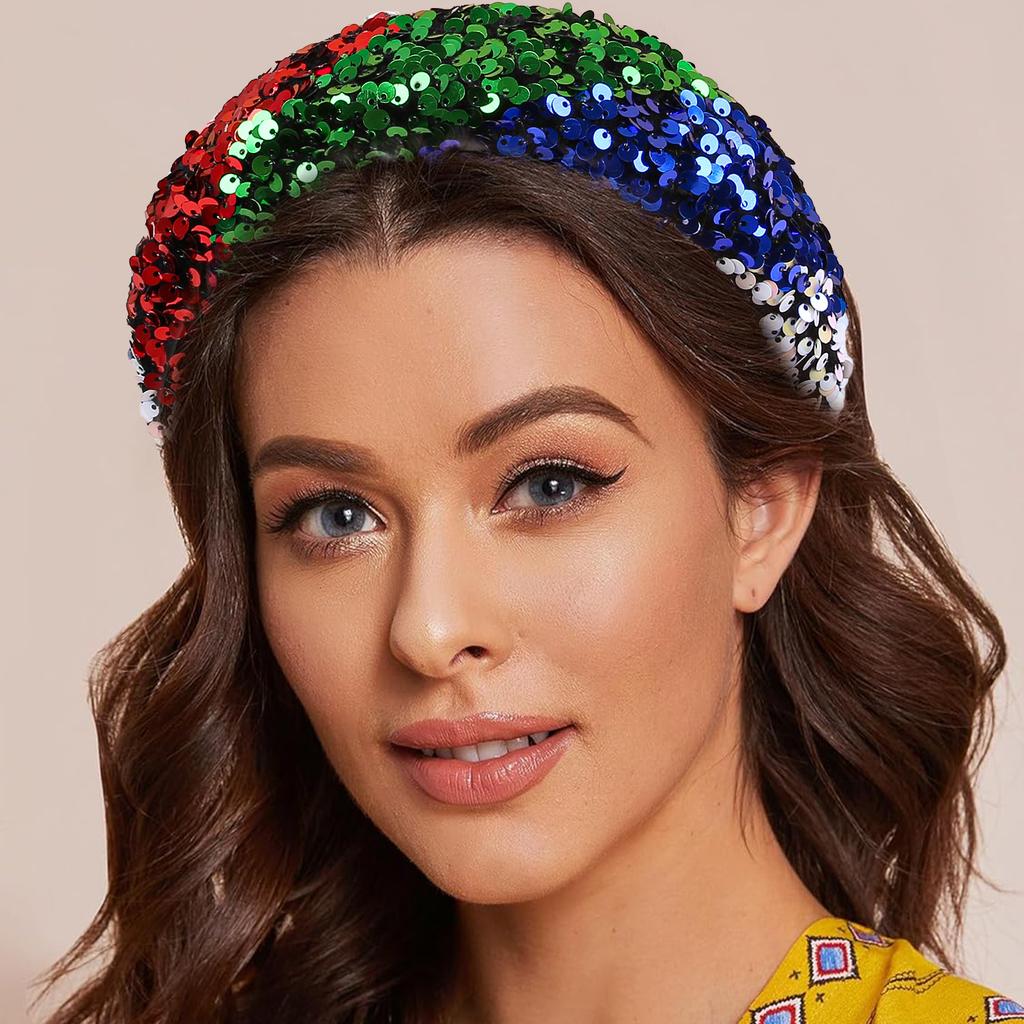 Fashion Sponge Padded Hairband 2inch Wide Headband Sparkly Sequin Headbands Adult Hair Jewley Accessories for Women Girls