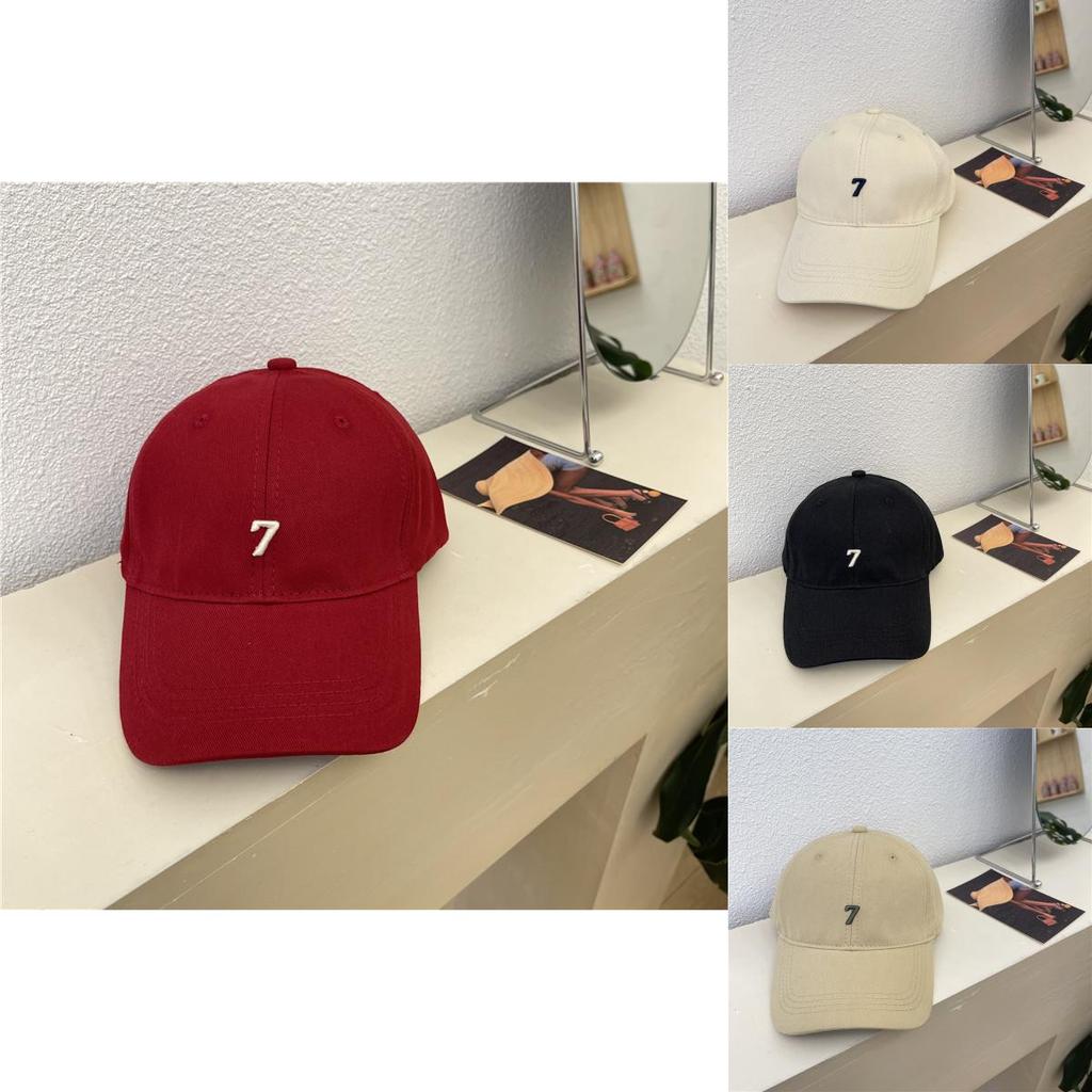 Korean Style Number 7 Embroidery Deep Top Baseball Cap With Wide Brim For Sun Protection And Breathability