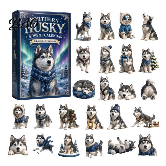 Christmas Advent Calendar 2026 Dog Calendar, 24-Day Acrylic Ornament Set with Mini Puppy Kids Gifts Figures, 2D Flat Tree Hanging Countdown
