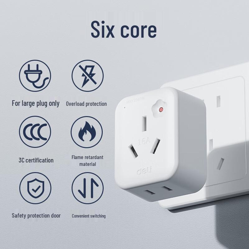 Deli 16A High-Power Electrical Solutions CN plug (adapter included)