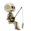 Funny Small Skeleton Fishing Sitter Resin Statues Ornaments for Home Garden Decor