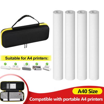 Rouleaux de Papier Thermique A4 210*30mm & Étui de Protection Anti-Chute Sac de Transport à Fermeture Éclair pour Imprimante Portable Bluetooth Sans Fil A40
