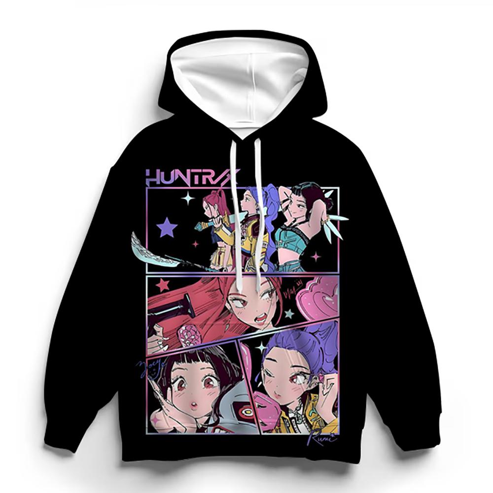 KPop Demon Hunter Huntrix Hoodie Girls Pullover Fashionable and Versatile