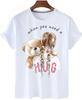 plus Size Trendy Teddy Bear Graphic Tee Casual Short-Sleeved T-Shirt Polyester Fabric Summer Top for Men