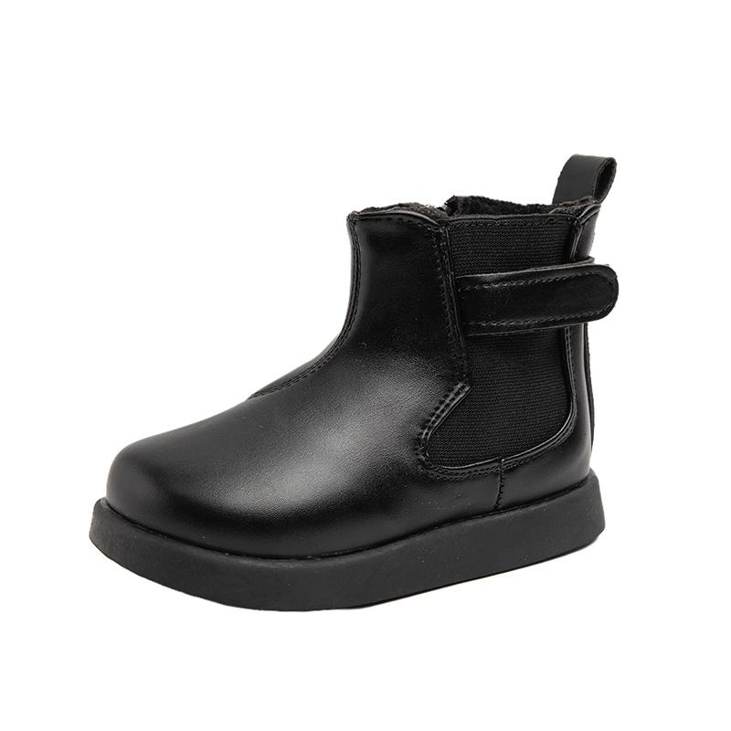 Cizme de Modă pentru Fete Cizme Scurte din Piele pentru Copii Culoare Solidă Anti-alunecare cu Vârf Rotund Copii Iarnă Cizme Calde Casual Fermoar Lateral