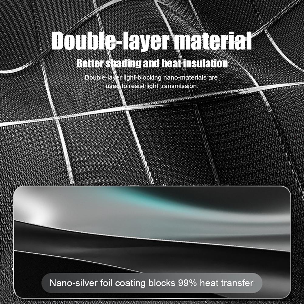 70*140cm Car Windshield Shade Universal Front Windscreen Sun Shade Sun Protection Double-Layer Window Cover Collapsible for Auto With  Storage Bag