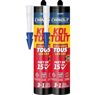 Lot De 2 Mastic-colle Polymère - CYANOLIT - Total Tech Blanc - 290 Ml - Ultra Polyvalent - Haute Élasticité