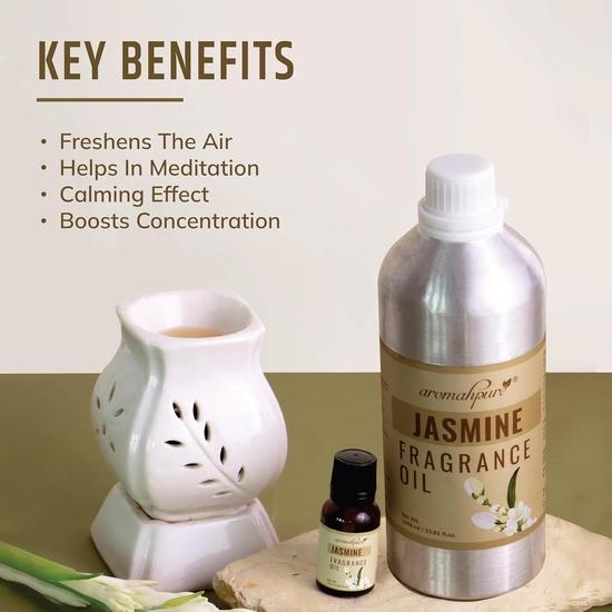 Aromahpure Jasmine Aroma Oil | 1 Liter Undiluted & Natural | Long-Lasting Scent for Aromatherapy, Candle & Soap Making, Diffusers