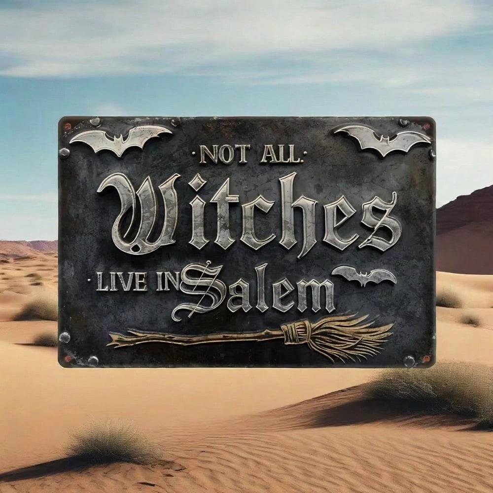 

Unique Vintage Not All Witches Live In Salem Aluminum Metal Wall Sign Halloween Bat Broomstick Decor For Home Bar Garage Man Cave 20x30 різнокольоровий
