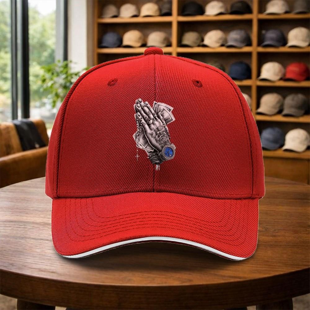 Praying Hands Dollar Watch Graphic Baseball Cap Unisex Adjustable Street Style Snapback Hat One Size