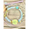 Natural Five Elements Multi-Gemstone White Crystal, Amethyst, Green Phantom Quartz, Strawberry Quartz Multi-Gemstone Single-Strand Bracelet for