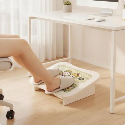 Beneath-Desk Footrest Sloped Foot Stool Ergonomic with Cartoon Panel