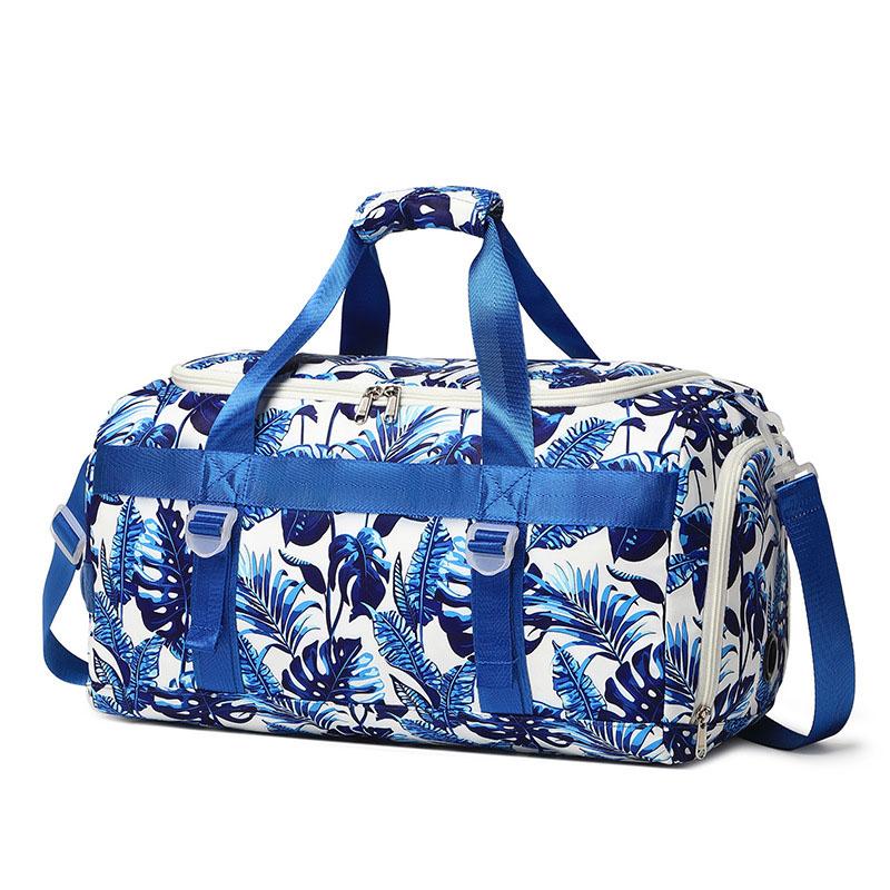 Fashionable Leaf Printed Oversized Sports Travel Bag with One Shoulder Diagonal Cross Hand Luggage Travel Bag