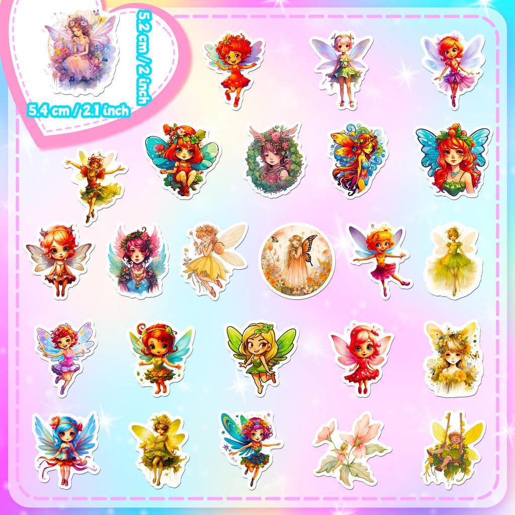 50 Flower Fairy Elf Stickers New Creative Angel Wings Little Fairy Girl Stickers