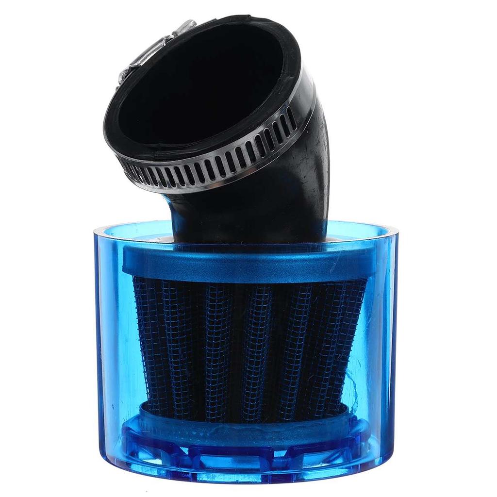 Filtro de aire para motocicleta con cuello en forma de codo de 35/40/42/45/48 mm, apto para vehículos todo terreno de 125 cc a 250 cc, a prueba de salpicaduras, color azul