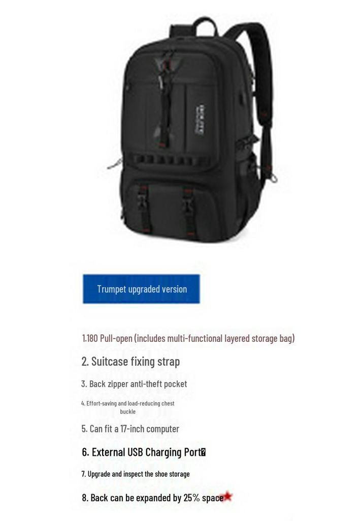 Sac à dos de voyage multifonctionnel pour homme, grande capacité pour les activités de plein air et de sport