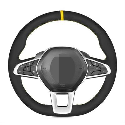 DIY Car Steering Wheel Cover Hand-Stitched Non-Slip Black Suede For Renault Clio 5 (V) - Zoe - Captur Parts