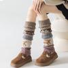 British Retro Wool Knit Scrunched Snowflake Reindeer Christmas Leg Warmers