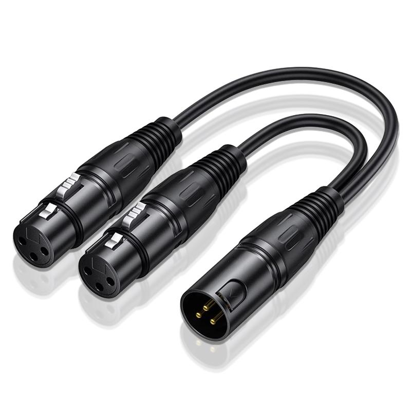

XLR Cable Male to Dual Female Y-Splitter Sound Cannon Microphone Cables for Amplifier 3Pin Balanced Analog Audio Extension Cord 0.3m XLR