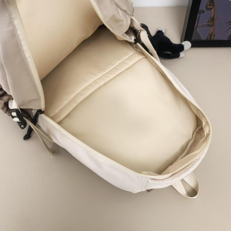 Men Letter Print Backpack Color Block Student Schoolbag Women Large Capacity Backpack