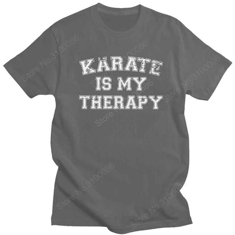 Mens Karate Is My Therapy Tshirt Short Sleeves Crewneck Cotton Tshirt Designer Love Martial Arts Tee Shirt Summer Tops Apparel S