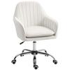 Velvet Feel Office Chair With Adjustable Height And Wheels Cream White