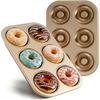 J1UL1N 2er-Pack Antihaft-Donut-Form, 6 Mulden Robuste Stahl-Mini-Bagel-Form, Ofenfeste Donut-Backform (Gold, 6 Tassen)
