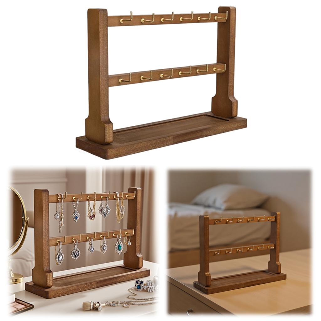 Wooden Jewelry Display Stand Multi-Layer Household Bracelet Storage Rack Simple Jewelry Storage Shelf for Closet Dresser