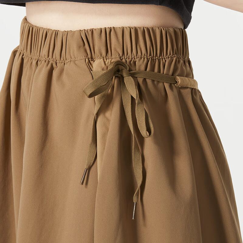Puma Solid Color Spliced Breathable Fitted Casual Maxi Skirt Women Skirts Brown 623025-93