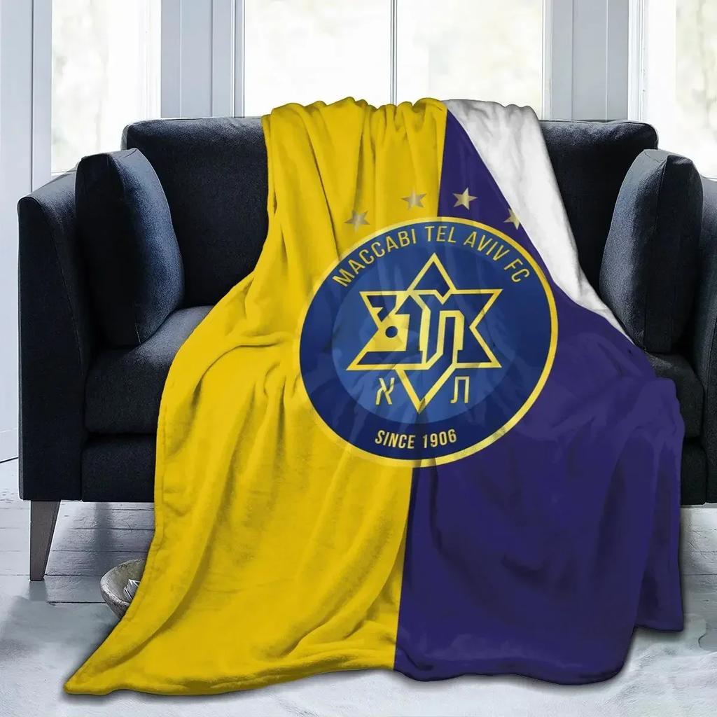 Maccabi Tel Aviv All Season Fleece Blanket Throw Ultra Soft Flannel Blanket Digital Printed Premium Fluffy Microfiber Fleece
