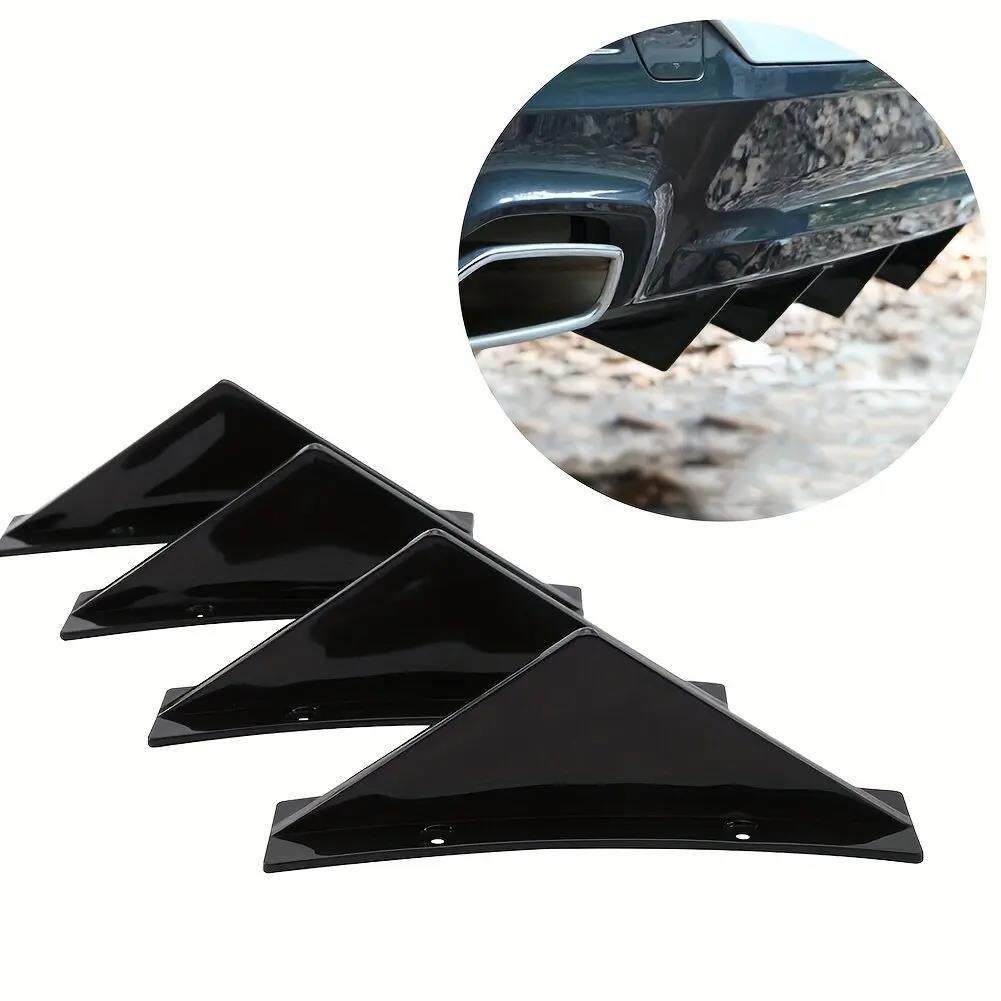 4pcs Car Shark Fin Universal Triangular Rear Bumper Diffuser Spoiler Protector Carbon Fiber Chassis Lip DecorationGood product