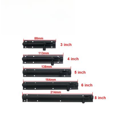 Black Locking Door Wooden Door Locking Bolt Anti-theft Door Latch, Thickened Door Latch Hardware 2/3/4/5/6/8inch