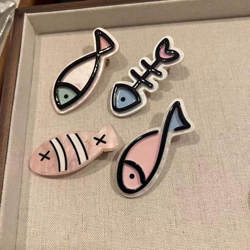 Japanese Kawaii Marine Animals Hair Clip Female Color Sweet Mini Small Fish Hair Clips Claw Hair Cute Accessoires Ins Girls Casual