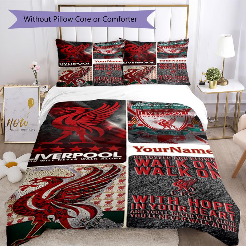 Liverpool Customize Your Name Bedding Set Breathable Duvet Cover with Pillowcases Home Decoration Birthday Gift