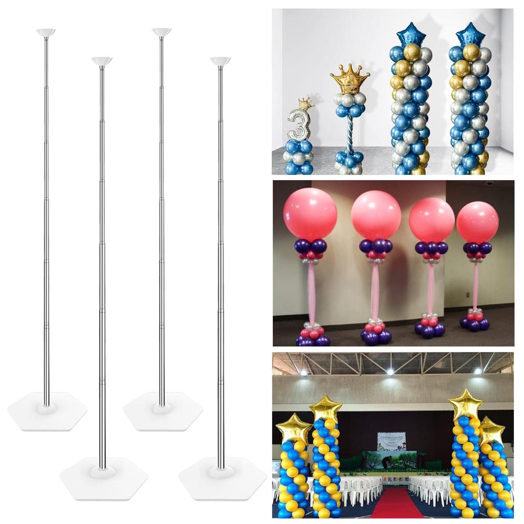 YALLOVE Balloon Column Stand 4 Height Adjustable Balloon Tower Pillar Reusable Metal Telescopic Birthday Graduation Party Decorations Kit, Sets, 2.13m
