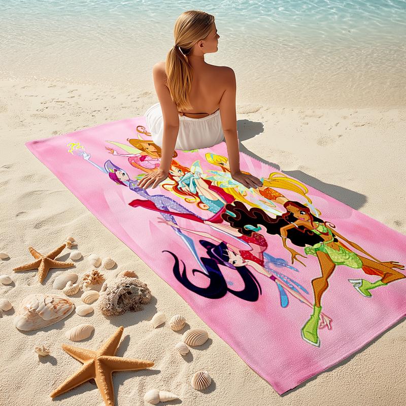 Beach Towel with Winx Club Pattern - soft,absorbent,machine washable Lightweight&Modern,swimming,Travel Essentials